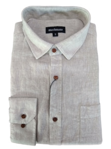 Menswear: Mechmoto Luxury Linen Long Sleeve Shirt - Natural