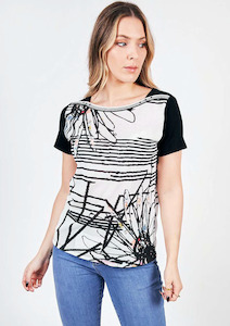 Kalisson Black White Short Sleeve Top