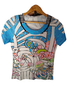 Kalisson Swirly Print Round Neck Short Sleeve