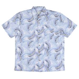 Kingston Grange Blue Fern Print Short Sleeve Shirt