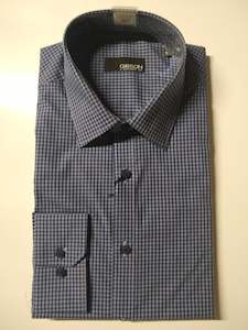 Gibson Flame Navy and grey checked pattern Long Sleeve Shirt