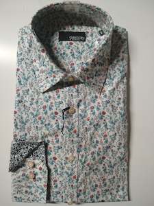 Menswear: Gibson Redox White Small Floral Long Sleeve Shirt