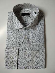 Menswear: Gibson Motion White with Navy Long Sleeve Shirt