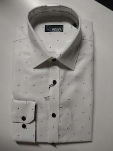 Menswear: Gibson Flame Classic White Weave with inverted triangle Long Sleeve Shirt