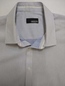 Gibson Fierce White and Navy Spot Long Sleeve Business Shirt