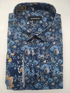 Mechmoto Navy Floral Stretch Long Sleeve Shirt