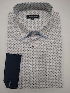 Mechmoto White Dot Print Long Sleeve Shirt