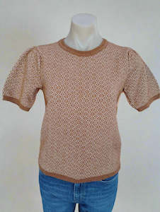 Noble Wilde Russet Pearl Crew Neck Knit Top