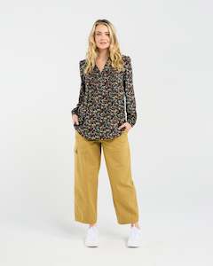 Blackstone Elena Pintuck  L/S Blouse-B/ Retro Floral