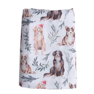 Deluxe Bamboo Muslin Wrap - Happy Dog