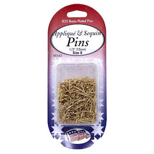 Quilters Applique Brass Pins 12mm Brass Plated