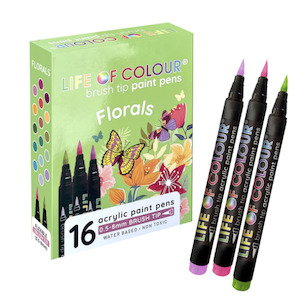 Brush Tip Acrylic Paint Pens - Floral Colours