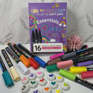 Brush Tip Acrylic Paint Pens - Essential Colours