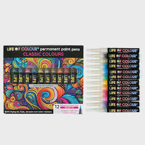 Haberdashery: Permanent Colour Oil-Based Paint Pens - Set of 12