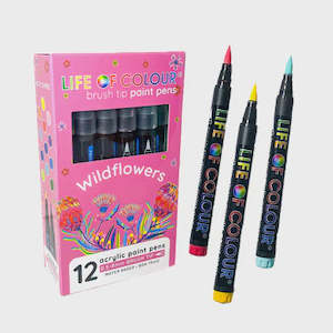 Brush Tip Acrylic Paint Pens - Wildflower  (12)