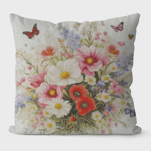 Stamped Cross Stitch Cushion Kit - Flowers & Butterflies