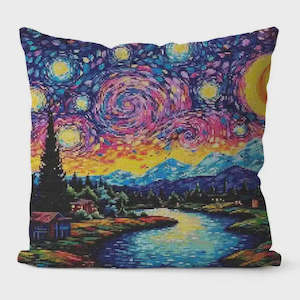 Stamped Cross Stitch Cushion Kit - Starry River