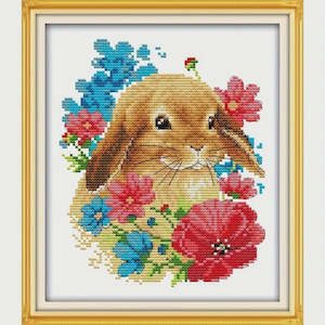 Stamped Cross Stitch Kit - Springtime Bunny 11CT