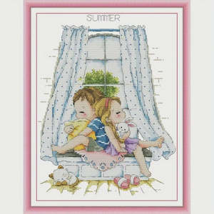 Haberdashery: Stamped Cross Stitch Kit - Catnap Companions 14CT