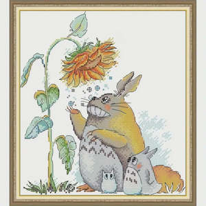 Stamped Cross Stitch Kit - Totoro's Leafy Shelter 14CT