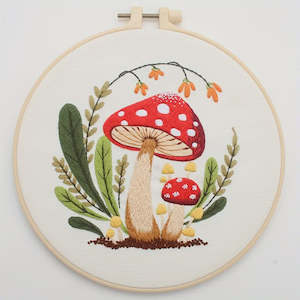 Stamped Embroidery - Mushrooms