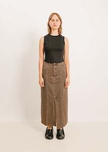 Clothing: W24 | JETT DENIM SKIRT / MOCHA WASH