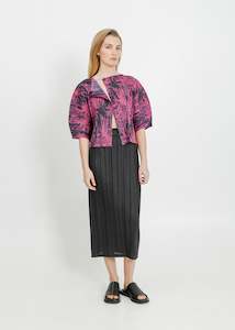 MARGOT PLEAT JACKET / MAGENTA-BLACK