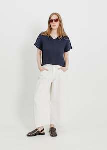 Clothing: WAVERLY PLEAT TOP / NAVY