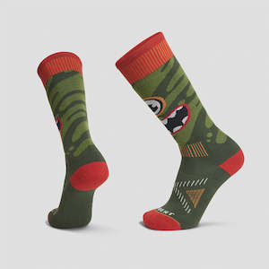 Le Bent Kids Monster Party Light Snow Sock - Kombu Green