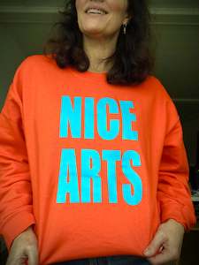 NICE ARTS unisex crewneck - Turquoise on Orange