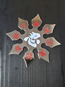 White Kanji Silver Ninja Shuriken