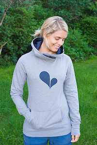 ‘Heart Spring’ Womens Grey/Blue Hoodie – Ambassador