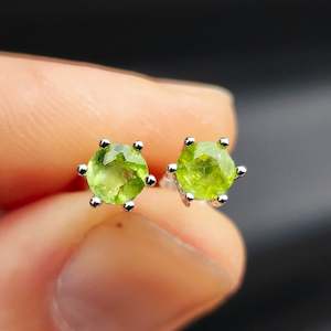 Earrings: Natural Peridot & Solid Silver Stud Earrings