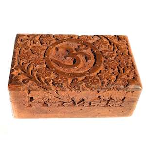 Ornaments Decor: Wooden Om Trinket / Jewelry Box (8A7)