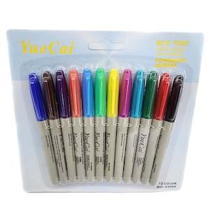 12x Multi Colored Vivid Permanent Marker Pens