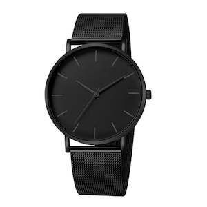 Black Stainless Steel Mesh Strap Watch