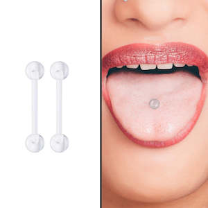 Clear Tongue Bar Transparent Piercing Retainer Barbell - 14G