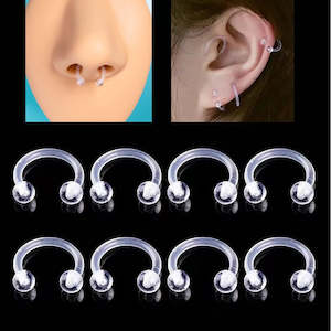 Piercings: Clear Horseshoe Transparent Piercing Retainer - 16G