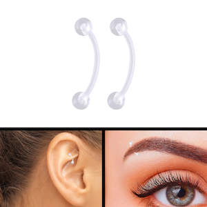 Piercings: Clear Rook & Eyebrow Barbell Transparent Piercing Retainer - 16G