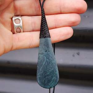 NZ Blue Greenstone Pounamu Roimata Pendant Necklace (N77)