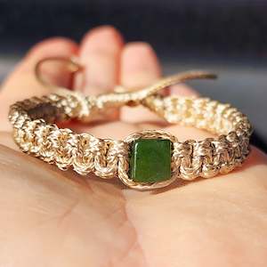 New Zealand Greenstone Macrame Bracelets (Tan)