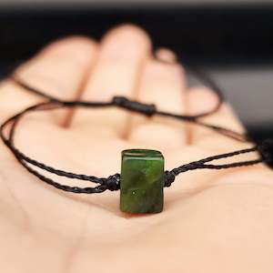 New Zealand Greenstone Cube Double Strand Bracelet