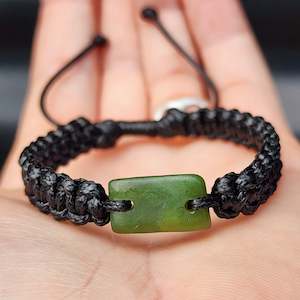 New Zealand Greenstone One Off Macrame Bracelet (1A3-713)