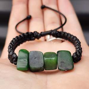 New Zealand Greenstone One Off Macrame Bracelet (1A3-701)