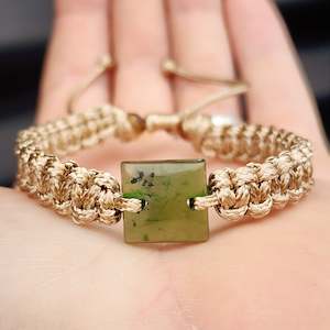 New Zealand Greenstone One Off Macrame Bracelet (1A3-700)