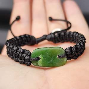 New Zealand Greenstone One Off Macrame Bracelet (1A3-699)