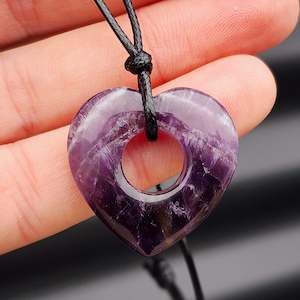 Natural Amethyst Heart Pendant Necklace