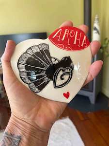 Ceramics: Aroha Piwakawaka Ceramic Heart