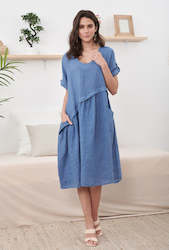 BENEDETTA V neck Linen dress