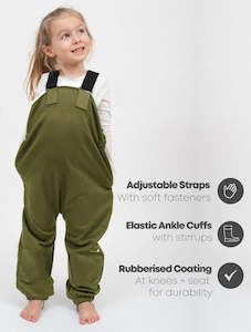 Therm: Therm All-Weather Fleece Overalls - Olive | Waterproof Windproof Eco - Last Size - 6-12m